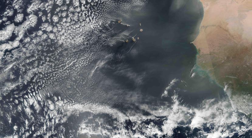 Imagen de satélite del polvo de Sahara desde África. (NASA)