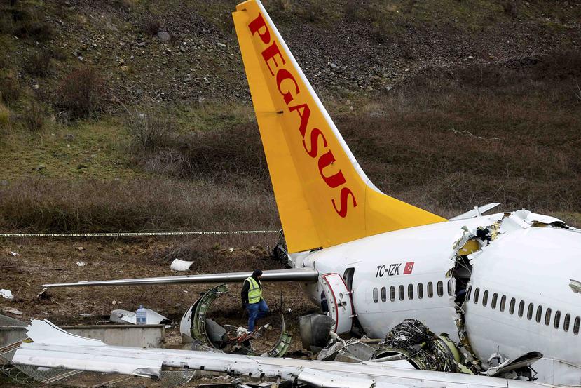 El avión, que transportaba a 177 pasajeros y seis tripulantes, provenía de la ciudad turca occidental de Izmir.  (AP)