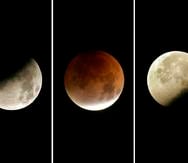 Varias etapas de un eclipse lunar total se ven en Los Ángeles, el 28 de agosto de 2007.
