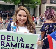 Delia Ramírez, congresista demócrata que representa el barrio boricua de Chicago, durante el Desfile Puertorriqueño de 2022.