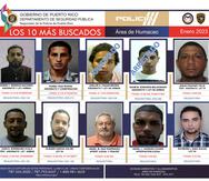 Afiche difundido por las autoridades de las personas más buscadas en el área policiaca de Humacao.