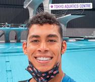 Rafa Quintero publicó esta foto en su Instagram desde el centro acuático de Tokio, en donde busca la clasificación olímpica.