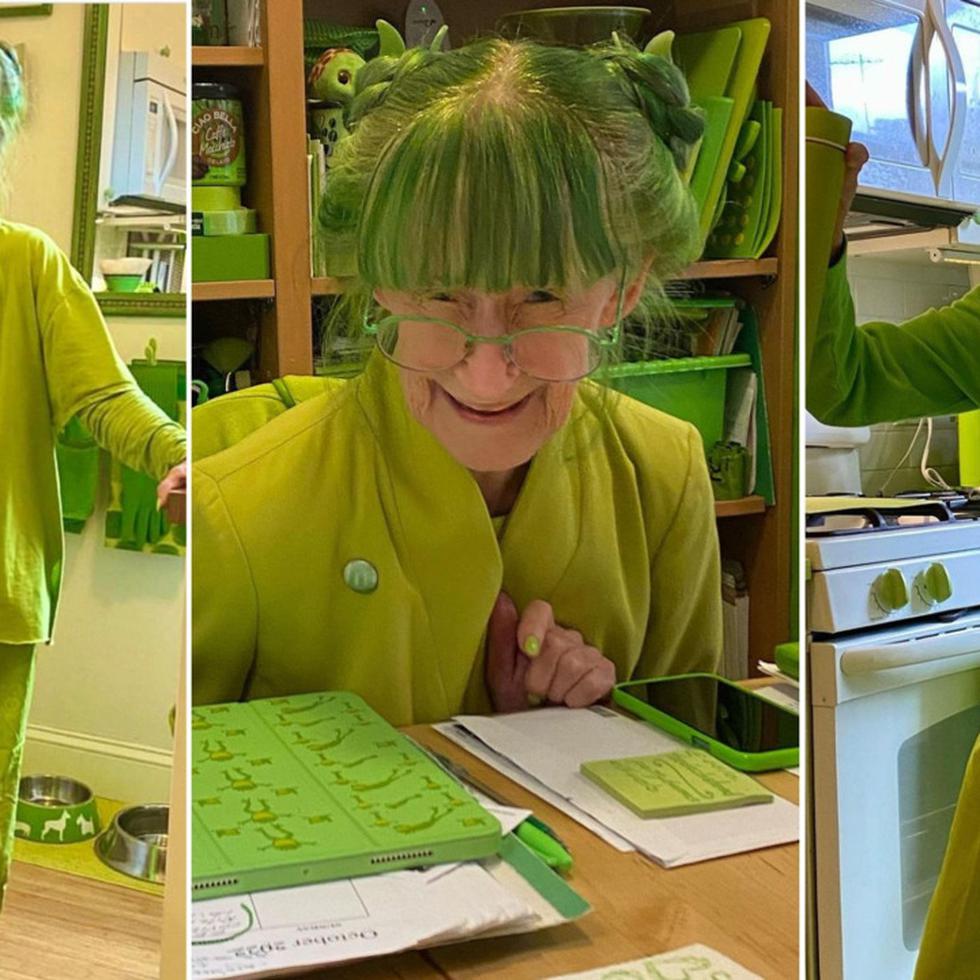Esta anciana lleva 20 años vistiendo solo de verde