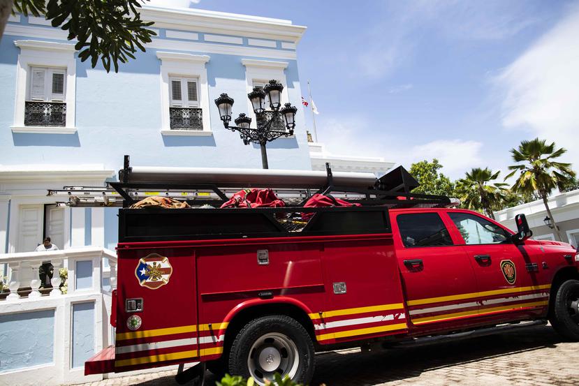 Un auto de los bomberos en La Fortaleza el pasado 28 de agosto.