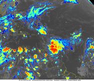 Imagen satelital en la banda infrarroja de la tormenta tropical Tammy tomada cerca de las 11:00 de la noche.