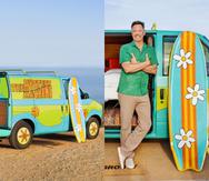 El actor Matthew Lillard, quien interpretó a Shaggy, el eterno compañero de Scooby-Doo, alojará a los huéspedes en esta van convertida en caravana aparcada en la costa de Malibú, en el sur de California.