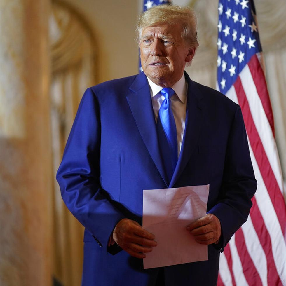 FILE - Former President Donald Trump arrives to speak at Mar-a-lago on Election Day, Nov. 8, 2022, in Palm Beach, Fla. Trump is preparing to launch his third campaign for the White House with an announcement Tuesday night, Nov. 15. (AP Photo/Andrew Harnik, File)