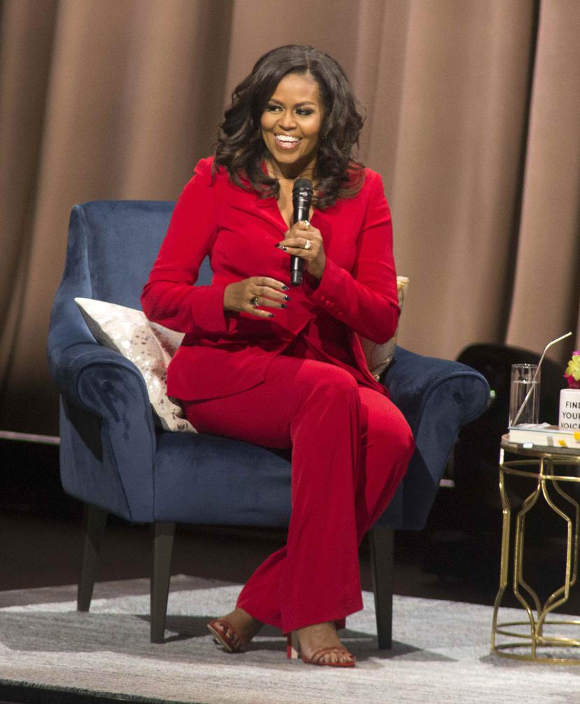 Michelle Obama ayer durante una presentación de su libro. (AP)