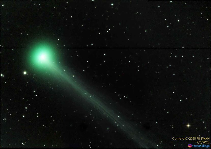 El cometa C/2020 F8 SWAN es el cometa número 3,932 descubierto mediante los instrumentos del Observatorio Solar y Heliosférico (SOHO), de acuerdo a NASA. (Wikipedia.com)