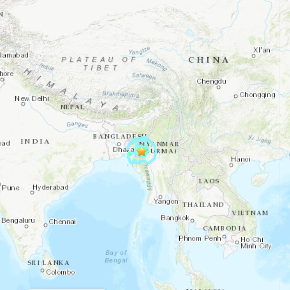 Se registró un terremoto en Myanmar.