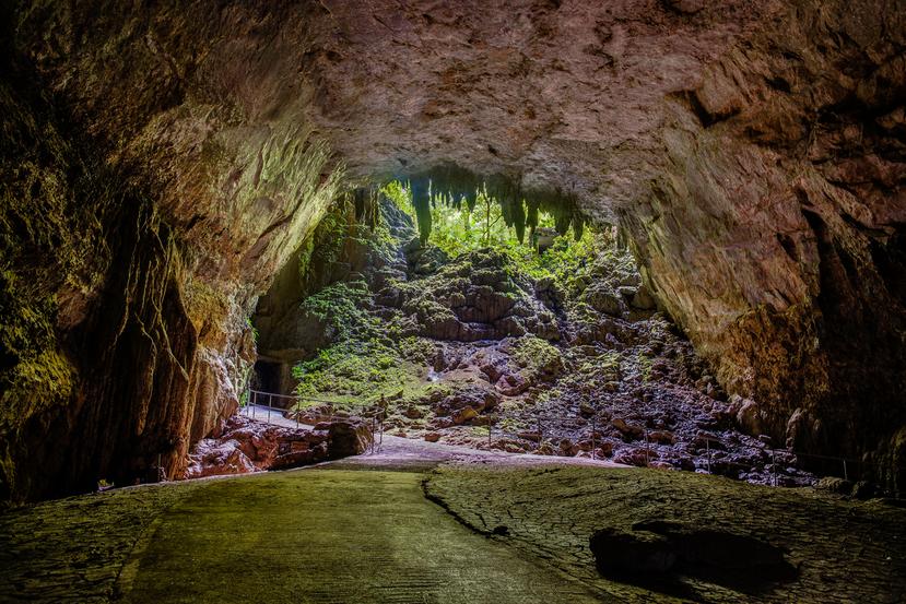 Uno de los extremos de la Cueva Clara en las Cavernas del río Camuy.