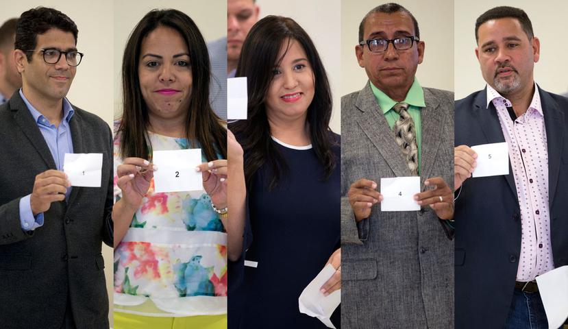 Compiten por el escaño (de izquierda a derecha): Ricardo Rolón Morales, Merlyn Rivera, Valerie Colón, Eduardo de Jesús y Manuel Claudio. (GFR Media)