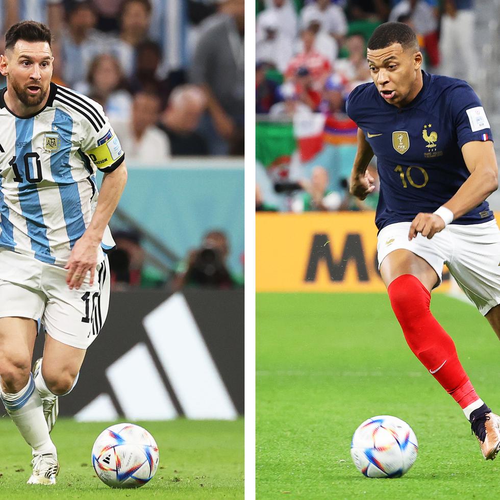 El enfrentamiento entre Lionel Messi y Kylian Mbappé (derecha) será uno de los atractivos en la batalla entre argentinos y franceses en la última fecha de la Copa de Catar 2022.