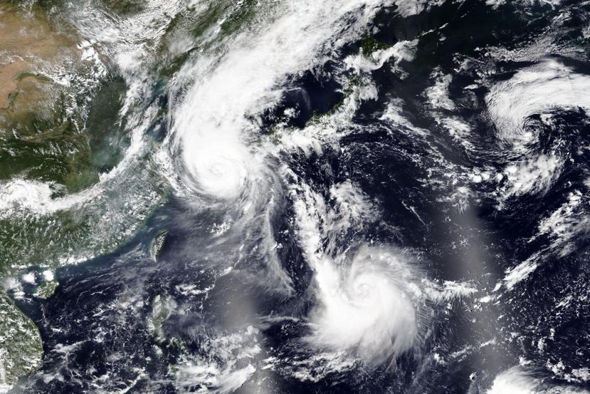 Imagen de satélite que muestra el Tifón Maysak sobre Corea del Sur.