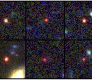 Esta imagen proporcionada por la NASA y la Agencia Espacial Europea muestra imágenes de seis galaxias masivas. (NASA vía AP)