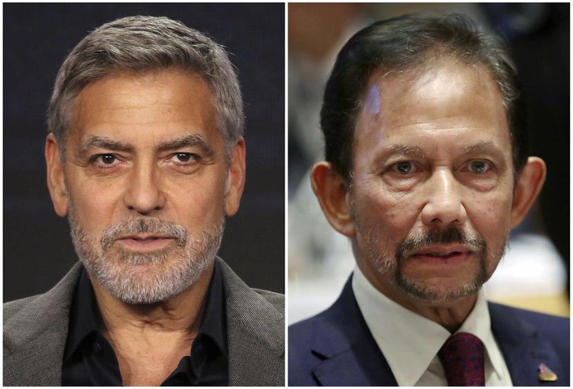 George Clooney y el sultán Muda Hassanal Bolkiah. (AP)