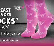 Afiche promocional que exhorta a adquirir las medias rosadas y ponértelas este próximo jueves, 1 de junio.