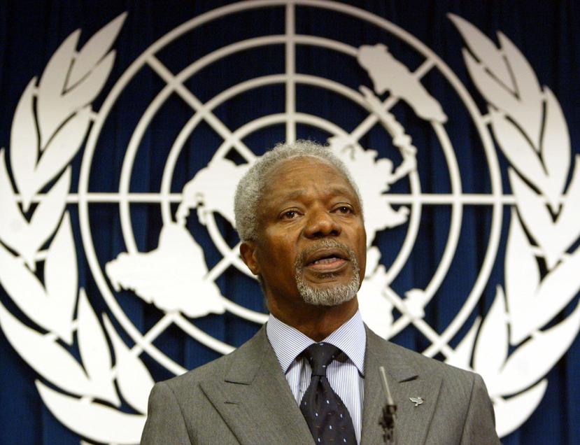 Kofi Annan durante una conferencia de prensa en la ONU en el 2005. (AP)