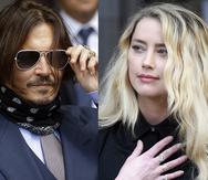 Johnny Depp en la Corte Superior de Londres el 17 de julio de 2020, izquierda, y Amber Heard fuera de la Corte Superior de Londres el 28 de julio de 2020.