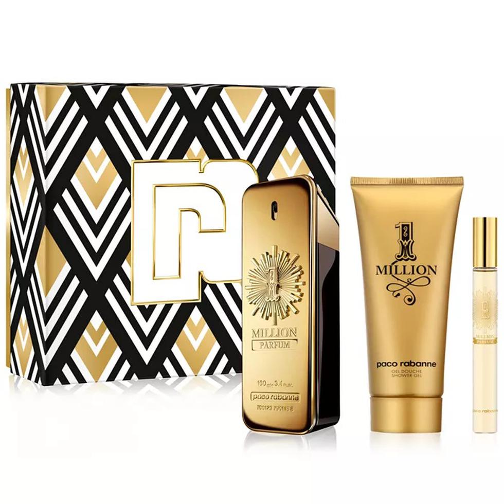 El 1 Million Parfum Gift Set, de Paco Rabanne, que encuentras en Macy’s, ofrece perfume de 3.4 onzas, gel de baño y un perfume de viaje de 0.34 onzas.