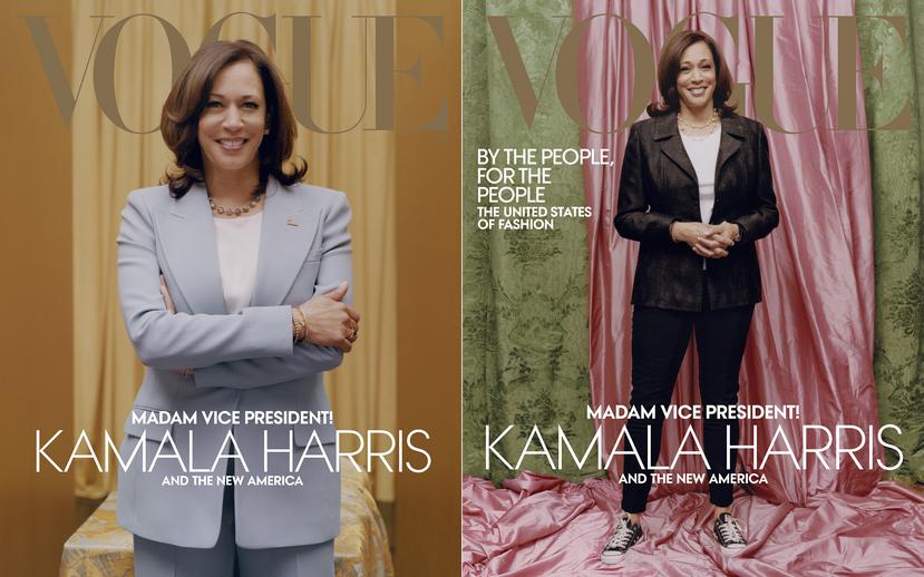 En esta combinación de fotografías proporcionadas por Vogue imágenes de la vicepresidenta electa Kamala Harris en la portada de la edición digital de febrero de la revista. (Foto: Tyler Mitchell/Vogue vía AP)