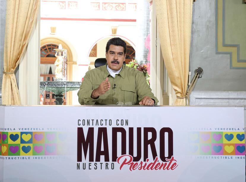 El presidente de Venezuela Nicolás Maduro en su programa de televison dominical "En Contacto con Maduro"