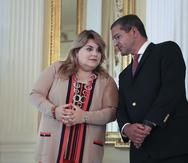 La comisionada residente Jenniffer González y el gobernador Pedro Pierluisi.