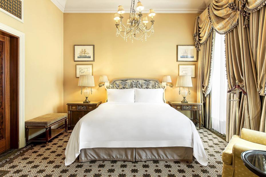The suites at the Gran Bretagne hotel in Greece combine charming old-world elegance with modernity, and some of them enjoy personalized butler service.