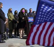 Resident Commissioner Jenniffer Gonzalez-Colon, who represents Puerto Rico as a nonvoting member of Congress, speaks during a news conference on Puerto Rican statehood on Capitol Hill in Washington, Tuesday, March 2, 2021. (AP Photo/Patrick Semansky)