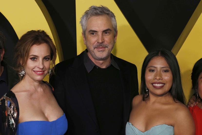 Marina de Tavira, Alfonso Cuarón y Yalitza Aparicio están nominados al Óscar. (AP)