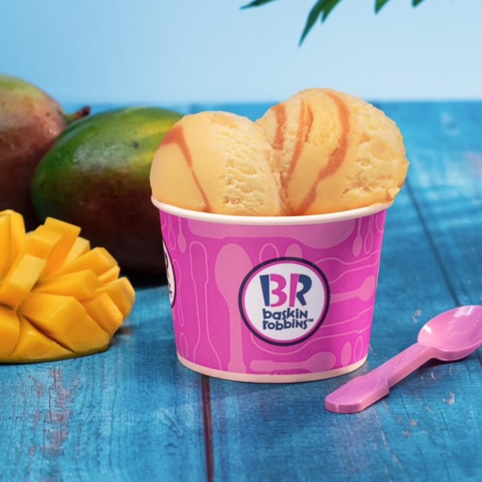 El nuevo sabor a Mangó Mango de Baskin-Robbins está disponible en los 24 establecimientos de la cadena de helados.