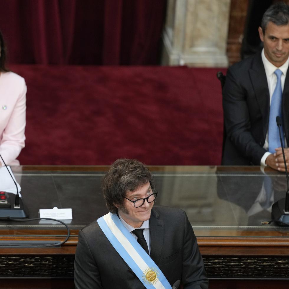 El presidente argentino, Javier Milei, se dirige a diputados en la sesión de apertura legislativa en Buenos Aires, Argentina.