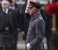 El rey Charles III de Gran Bretaña asiste a la ceremonia del Domingo del Recuerdo en el Cenotafio de Whitehall en Londres.