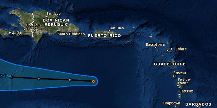 Mapa de trayectoria de la depresión tropical Isaac provisto por el Centro Nacional de Huracanes. (Captura / NOAA)
