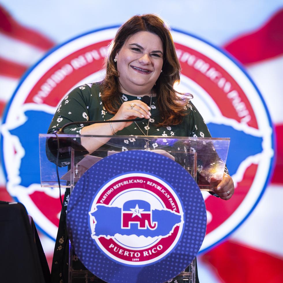 Jenniffer González, comisionada residente en Washington, durante la asamblea de octubre pasado del Partido Republicano de Estados Unidos en Puerto Rico.