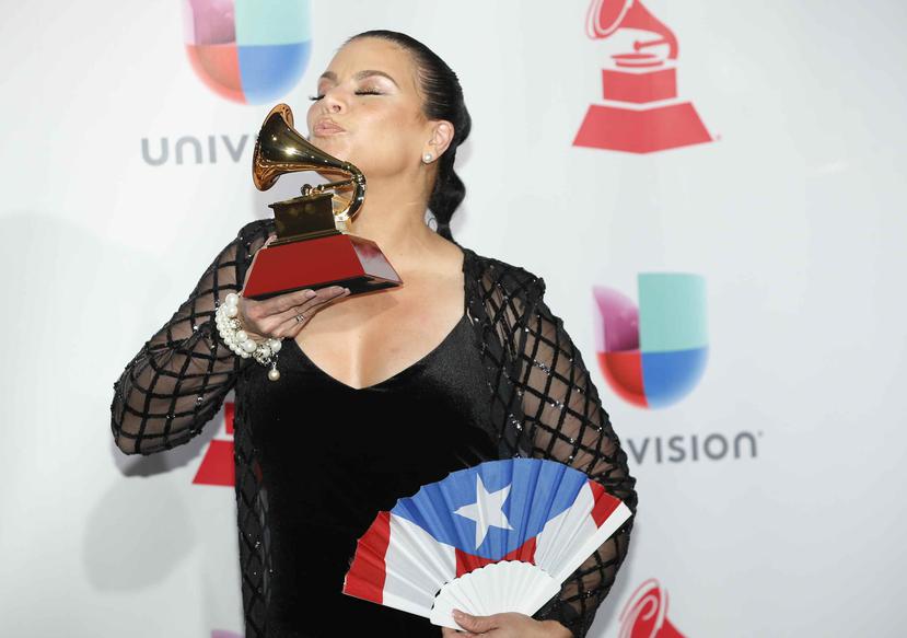 La cantante Olga Tañón durante la ceremonia de los Latin Grammy del 2017. La artista ganó 
Mejor álbum de fusión tropical. (Archivo)