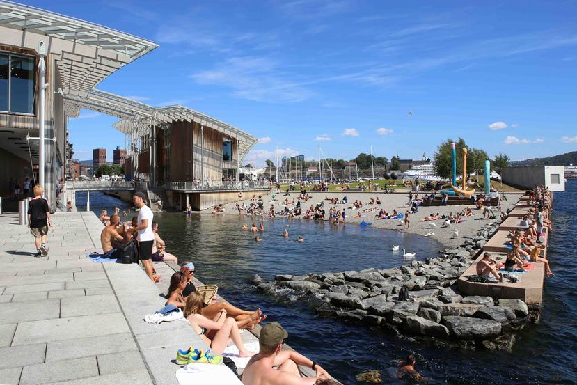 El “Tjuvholmen” es una instalación en Oslo, Noruega, de arrecifes artificiales con refugios para peces y mariscos. Funciona como una playa en la ciudad.