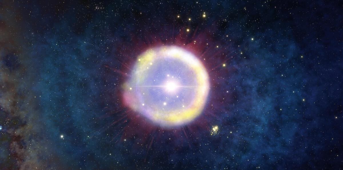 Impresión artística de un campo de estrellas de Población III, las primeras que habrían iluminado el universo, en una escena situada unos 100 millones de años después del Big Bang.