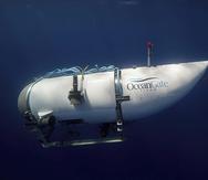 En esta imagen, proporcionada por OceanGate Expeditions, se muestra un sumergible llamado Titan utilizado para visitar el lugar del hundimiento del Titanic. (OceanGate Expeditions vía AP)