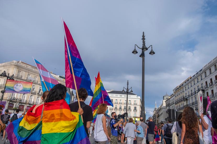 Manifestación de miembros de la comunidad LGBTT en España.