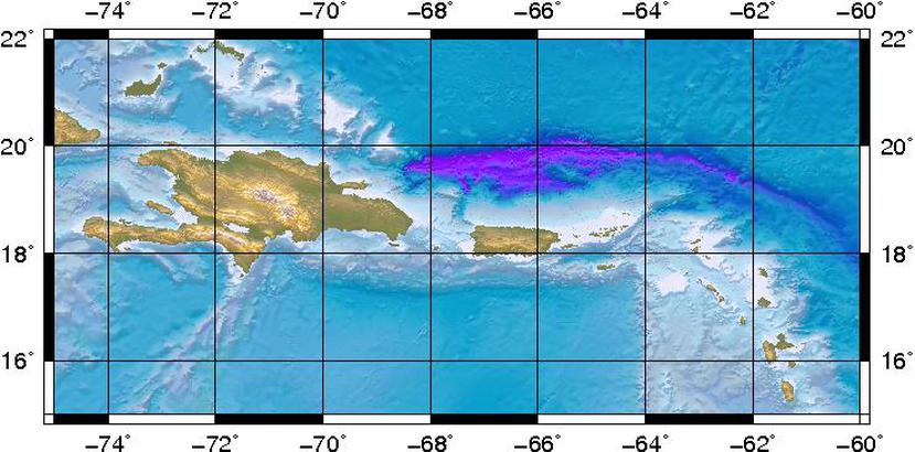 El epicentro se colocó en la latitud 18.19, longitud 67.33, a unas 8 millas al oeste del país. (GFR Media)