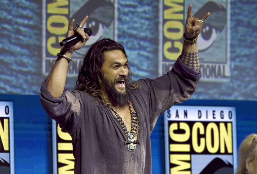 Jason Momoa durante el panel de Aquaman en el Comic-Con de San Diego. (AP)