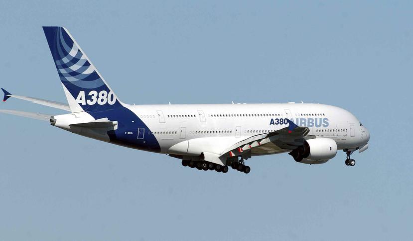 Modelo de avión Airbus 380. (AP)