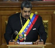 El presidente de Venezuela, Nicolás Maduro, ofrece un discurso ante la Asamblea Nacional durante una rendición de cuentas sobre su Gobierno en el año 2022 en Caracas (Venezuela). EFE/ Miguel Gutiérrez