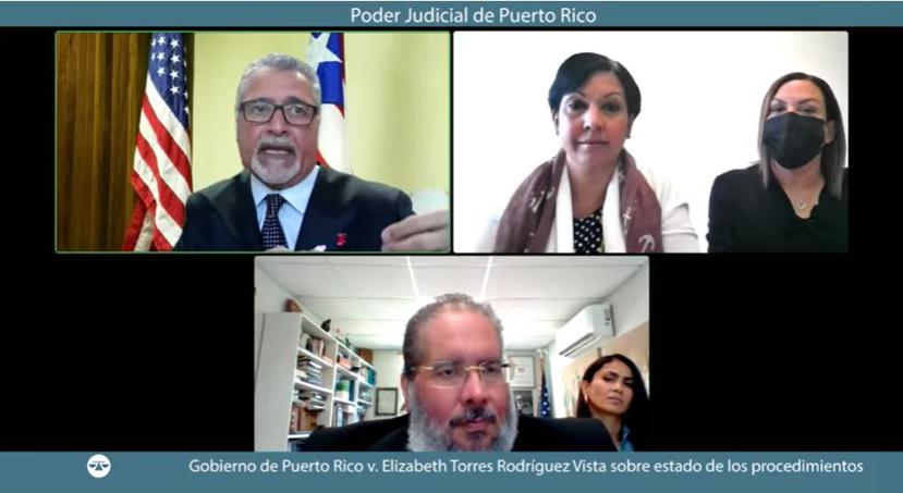 Captura de la videoconferencia realizada por el juez Anthony Cuevas Ramos para atender la demanda contra la delegada Elizabeth Torres.