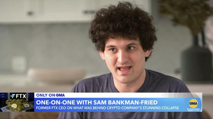 En esta imagen tomada de una entrevista con ABC News se muestra a Sam Bankman-Fried, exdirector general de FTX.