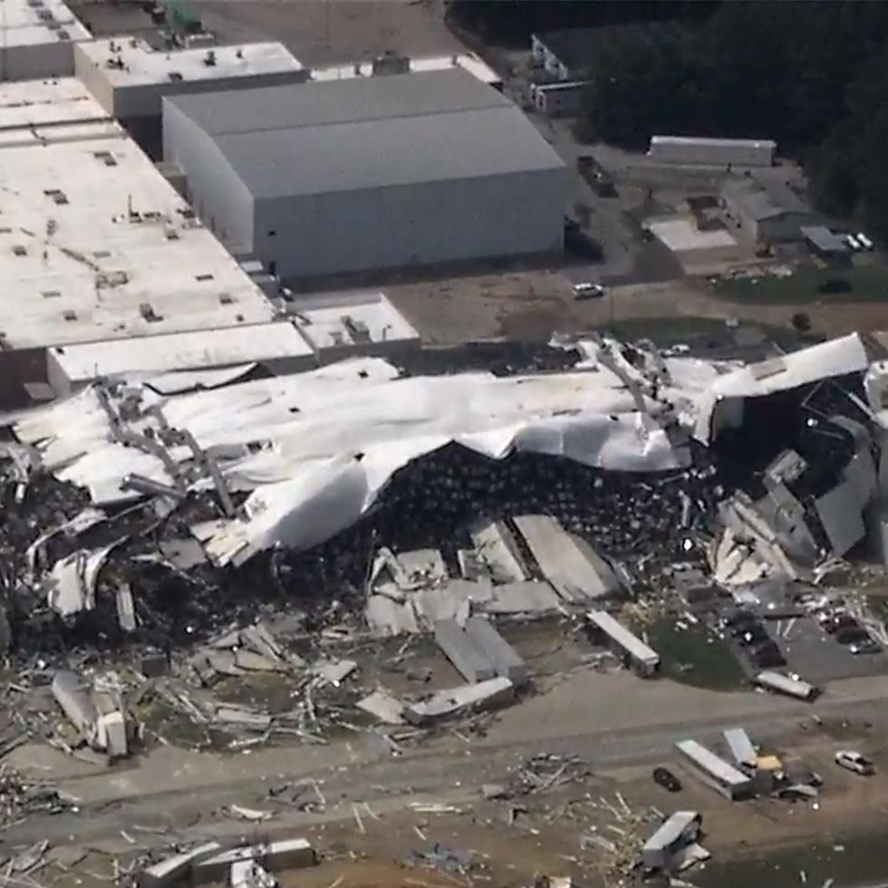 La planta de Pfizer que resultó afectada por un tornado en Rocky Mount, Carolina del Norte.