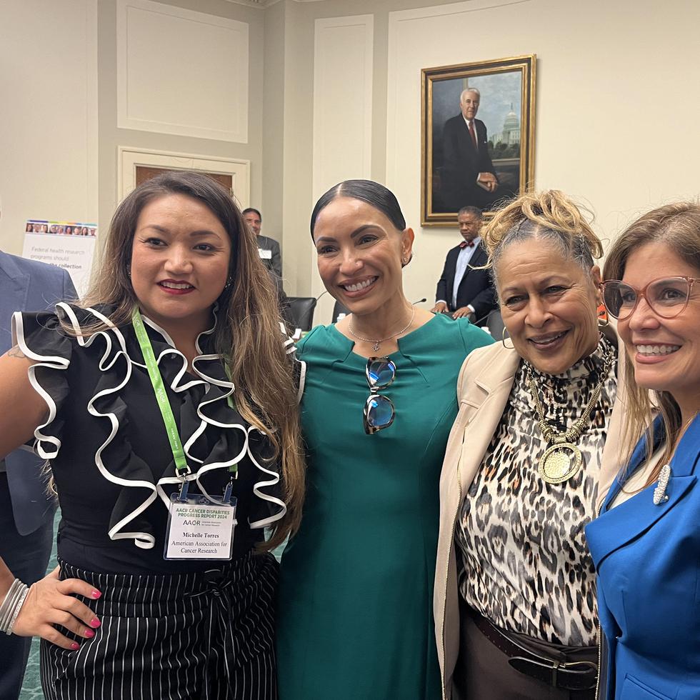 From left to right Michelle Torres - whose father has overcome cancer - and Dr. Katherine Tossas, Dr. Sanya Springfield and Dr. Marcia Cruz Correa.