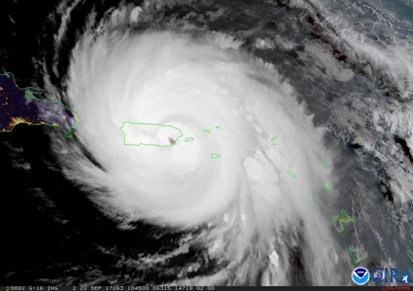 El momento exacto en que María toca tierra en Puerto Rico, capturado por el satélite GOES 16.