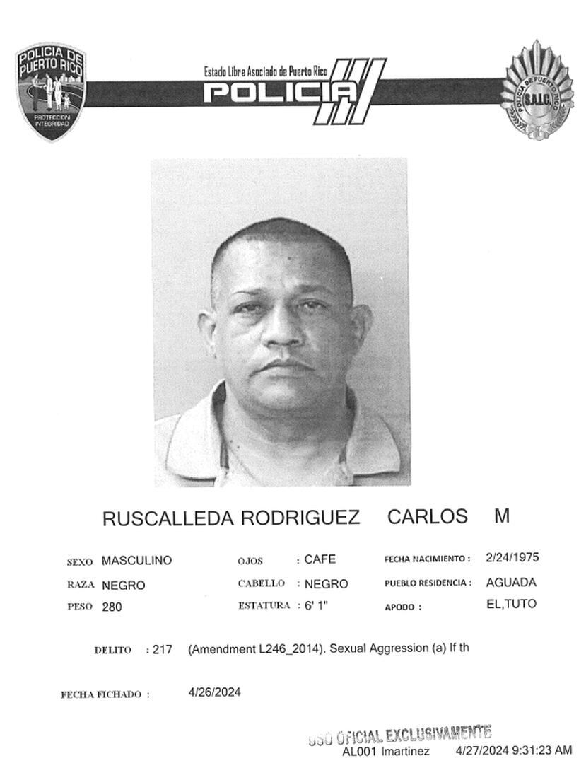 Carlos M. Ruscalleda Rodríguez, alias El Tuto y residente de Aguada, está imputado de agresión sexual a una menor.